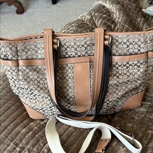 Coach Signature Brown Tote Diaper Bag